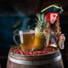 Ce thé vert et blanc à l'ananas, vanille, grenade et rhum porte bien son nom : La fiancée du pirate
