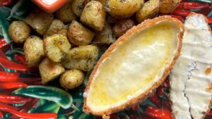 caprice des dieux pané & pommes de terre rôties