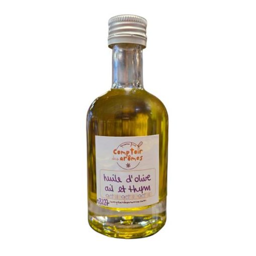huile d'olive ail e thym petite bouteille