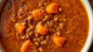 Soupe de lentilles corail carotte & épices douces